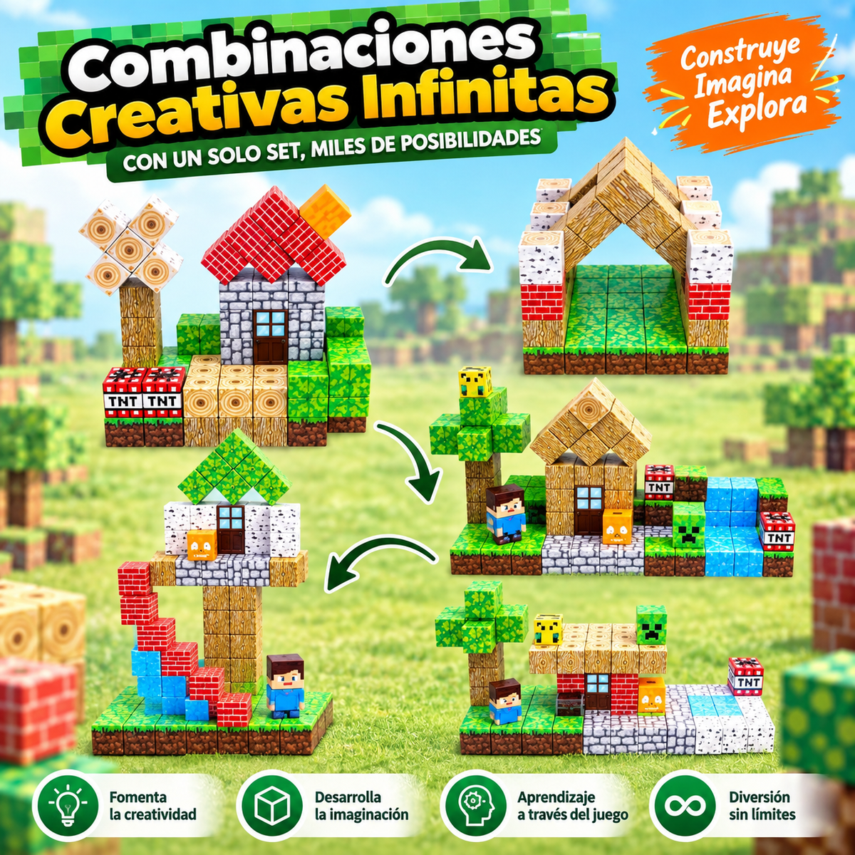 Cubos magnéticos de construcción para juego creativo