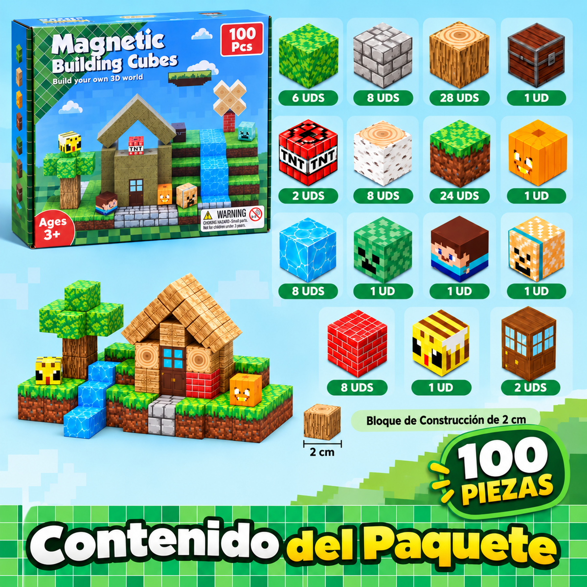 Cubos Magnéticos — 100 Piezas